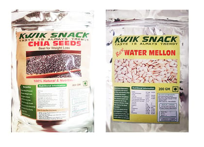 KWIK SNACK Combo of Chia Seeds (200 GM) & Watermellon seedsSeeds (200GM) - Seeds for Eating | Non-GMO | Diet Snacks