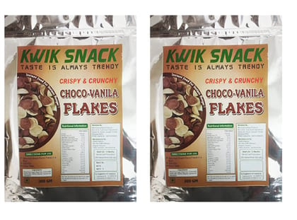 KWIK SNACK Crispy & Crunchy CHOCO VANILA FLAKES (2 X 300 GM)-600 GM