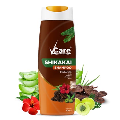 VCare Shikakai Shampoo with Goodness of Amla, Hibiscus, Aloe Vera & Neem, 200 ml