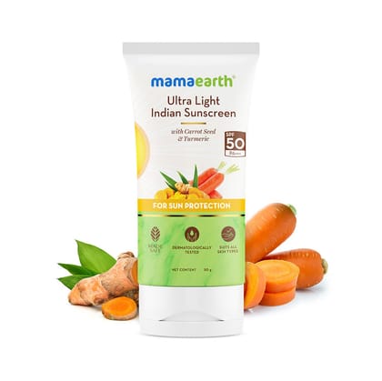 Mamaearth Ultra Light Indian Sunscreen With SPF 50 PA +++ (50 g)