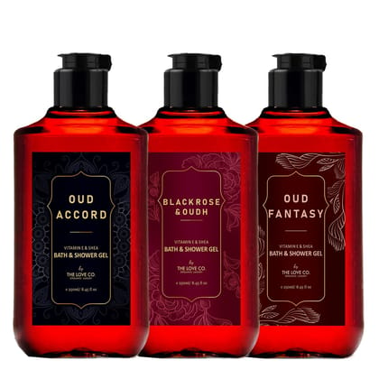 THE LOVE CO. Luxury Oud Body Wash Shower Gel Combo Pack (250ml*3) - Body Wash For Women & Men - Body Wash Shower Gel - Mens Body Wash Shower Gel - 100% Vegan
