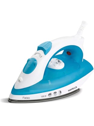 HAVELLS Fabio 1250 W Steam Iron with Teflon Coated Sole Plate, Vertical & Horizontal Ironing & 2 Years Warranty. (Blue)