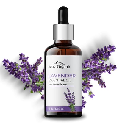 Aravi Organic Lavender Essential Oil - 15 ml | Undiluted, Natural Aromatherapy, Therapeutic Grade | Healthier Skin and Hair - Calming Bath or Massage for Restful Sleep