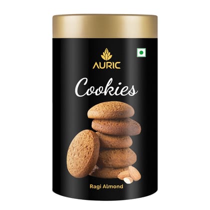 Auric Millet Almond Cookies | Multigrain Ragi Jowar Chickpea biscuits | High Protein |With Desi Khand | 10 Cookie (Pack of 1) 140gms