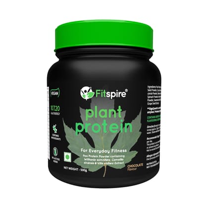 Fitspire 100% Plant Protein Made With Pea Protein - Chocolate, 500gm